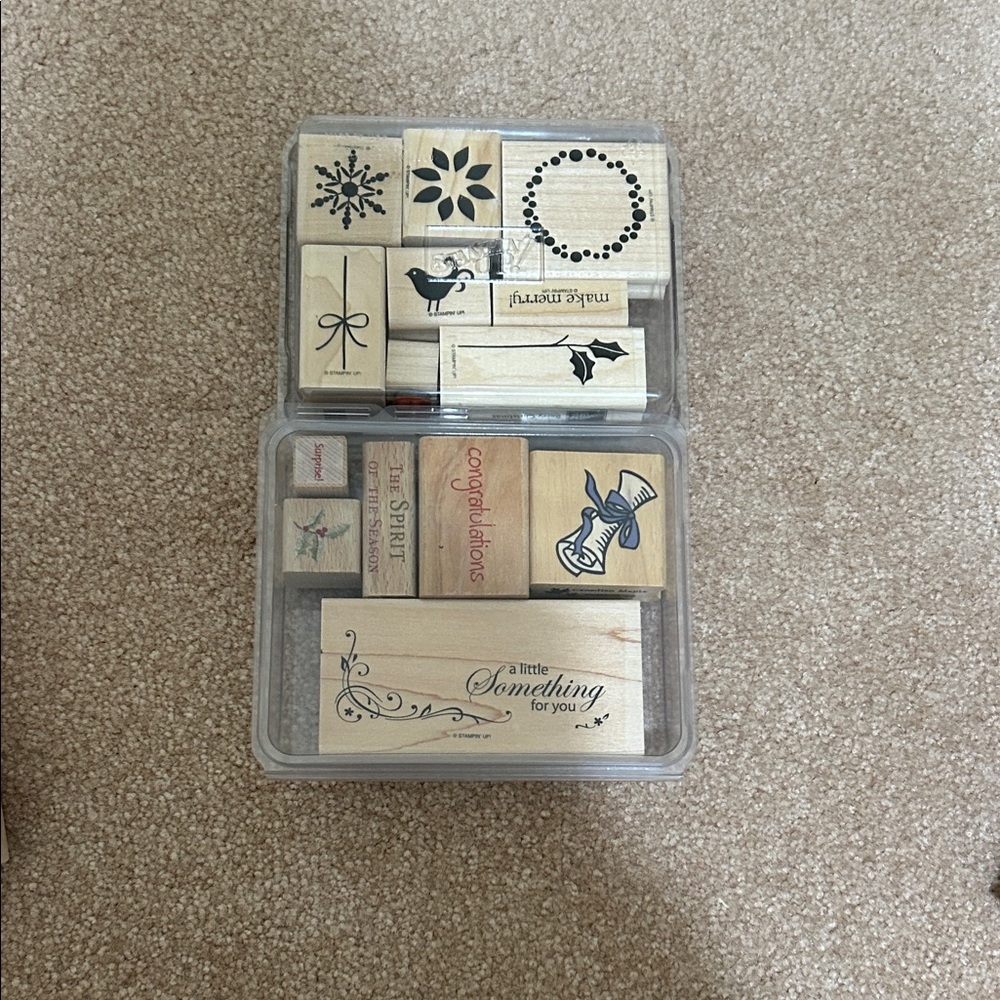 Assorted Wooden Rubber Stamp Set